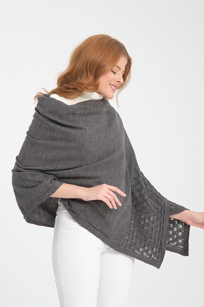 VEGA MODA Openwork Patterned Single Color Shoulder Shawl - Comfortable Edge, Knitwear Women's Shawl