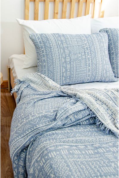 destinyhometex Cuvertură de pat din muselină cu 4 straturi cu model aztec - 100% bumbac, o singură dimensiune, 160x240cm