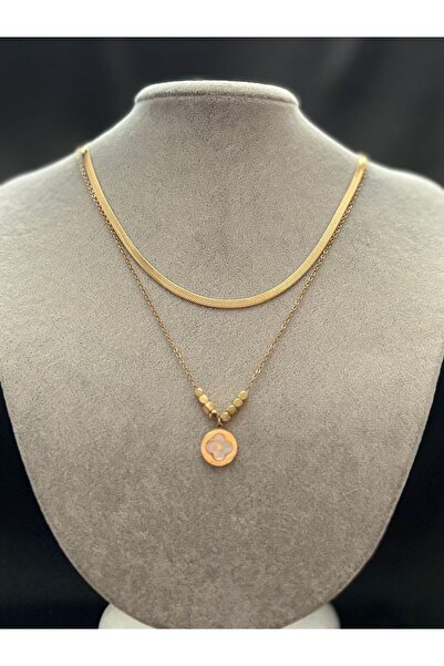 PRİDE COLLECTİON Çelik İtalyan Yonca Taş Zincirli Kolte