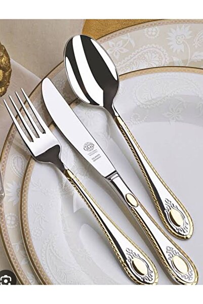 ggs Solingen 96 Parça Nadine Parlak Altın - Platin Kaşık Takımı