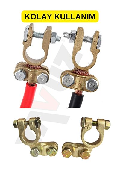 YAVUZ OTOMOTİV 2 Adet Akü Kutup Başı Akü Bağlantısı (+ Ve -) Takım Kutupbaşı Battery Terminal Connectors