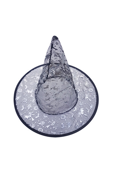 Partimarka Cadılar Bayramı Gümüş Baskılı Cadı Şapkası