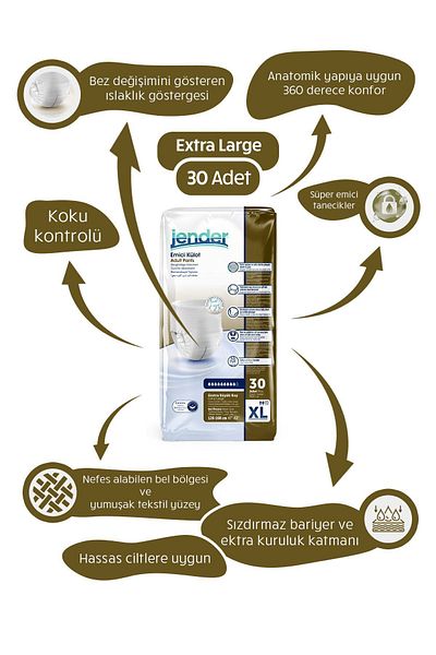 JENDER Absorbent Panties Adult Patient Diapers X-large 30 Pieces
