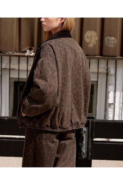 september island Oversize Short Leopard Patterned Coat