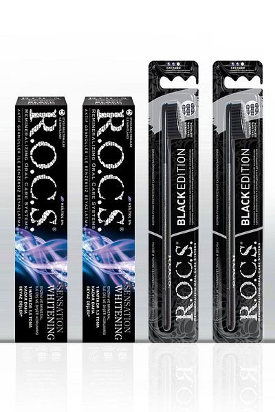 R.O.C.S. Rocs Sensation Whitening Whitening Oral Care Set - 2 Pads and 2 Brushes