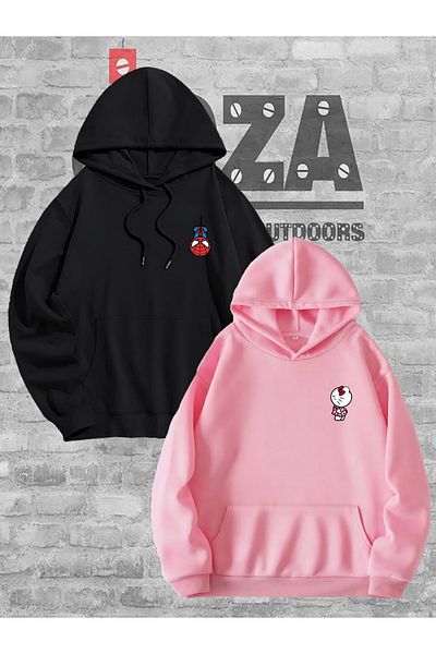 Joza Outdoors Γυναικεία Ανδρικά Unisex Hello Kitty Spiderman Σετ φούτερ με κουκούλα 2 τεμαχίων με συνδυασμό σχεδίου αγαπητέ ζευγαριού
