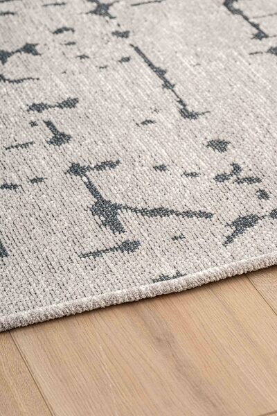 Lorente Home Moreno Viscose Woven Carpet Non-Slip Base Washable Gray Black Living Room Carpet 1360