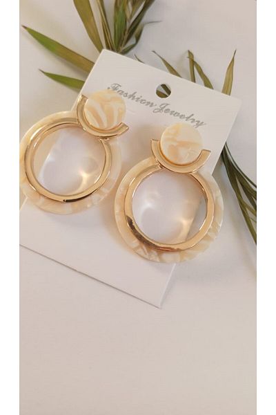 Feride Vintage Steel Earrings - Hoop, Porcelain, Vip Serie, Antiallergic Anti Tarnish Color Anti Throw Earrings