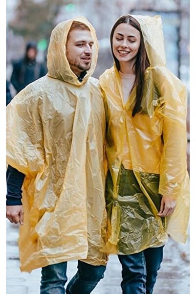 Hegi 10 Adet Tek Kullanımlık Kullan At Poşet Yağmurluk 2 Mikron (SARI) -