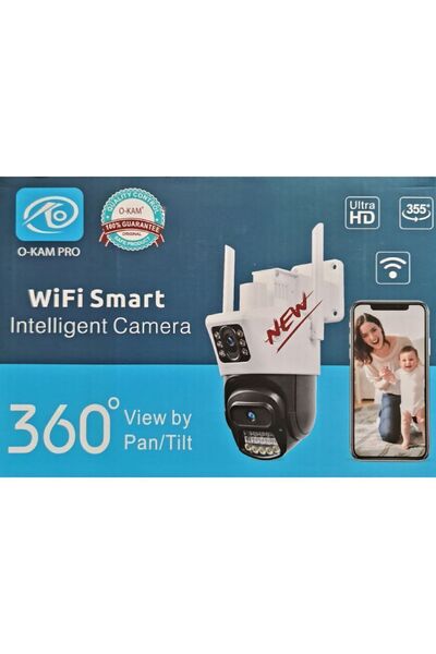 O-KAM Çift Kameralı 6MP PTZ Wifi Kamera Adaptör Hediyeli