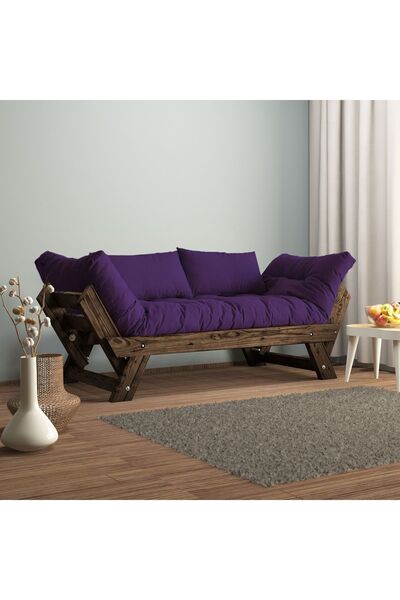 Woodesk Adalar Modern Ceviz-mor Renk Ahşap Kanepe