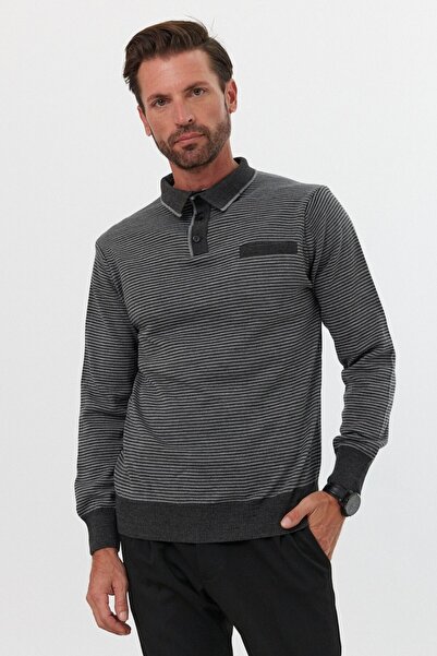 Livio Ferri Men's Polo Collar Pocket Knitwear Sweater - Standard Fit Shirt