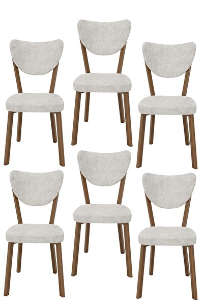 Evdemo Elma 6lı Mutfak Yemek Masası Sandalyesi Krem