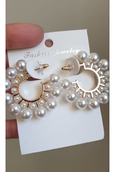 Feride Vip Model Earrings - Steel, Colorfast, Anti Allergic, Porcelain