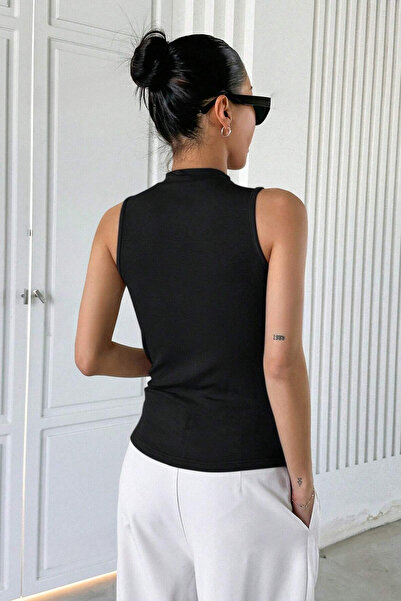 MADALİNA Black Flexible Women's Blouse - Stitching Detail