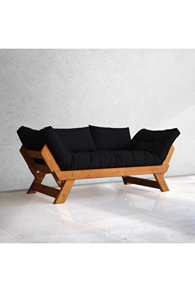 Woodesk Adalar Modern Masif Ahşap Tik-siyah Renk Kanepe
