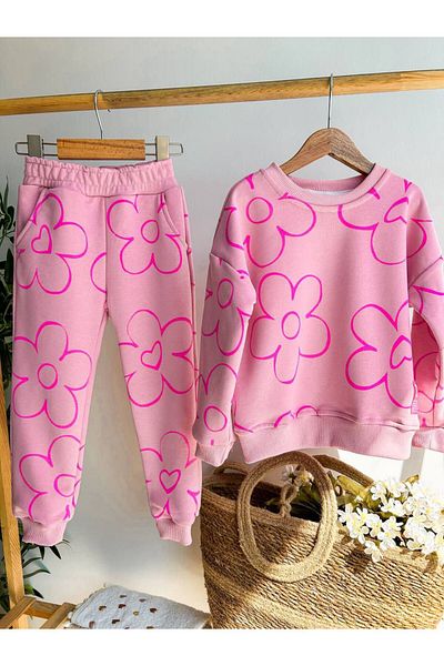 2kids2mom Pink Flower Patterned Girl's Set