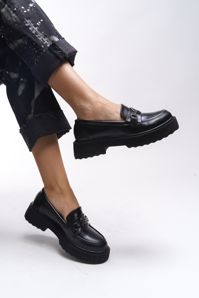 Riccon Dámský mokasín Iomrukh z černé lakované kůže - 00121912 Mat