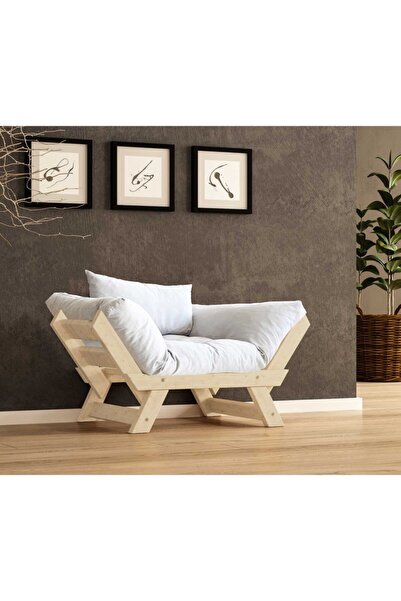 Woodesk Adalar Masif Natural-kırık Beyaz Renk Berjer