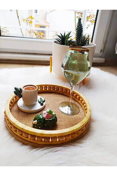 Aura design Design Wooden Beaded Presentation Tray Model Diameter 30cm