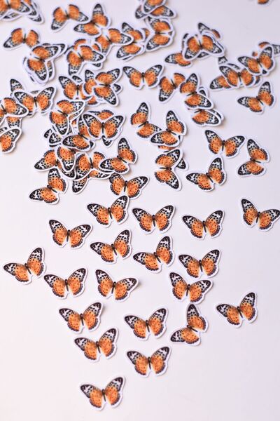 sticker Butterflies 100'lü Mini Sticker / Yapışkanlı Turuncu Kelebek / Hediye...