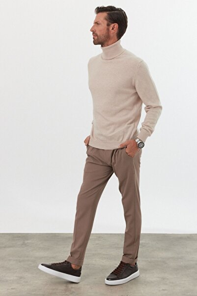 Livio Ferri Ανδρικό Πλεκτό Πουλόβερ - Μάλλινο, Ολόκληρο ζιβάγκο, Ψηλό λαιμό