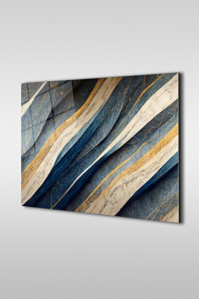 GLASZEN Masă decorativă orizontală din sticlă cu model ceramic abstract în be...