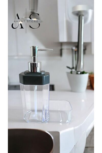 Ahlat Store Süngerli Mutfak Sabunluğu & Bulaşık Deterjanlığı, Akrilik Sıvı Sa...