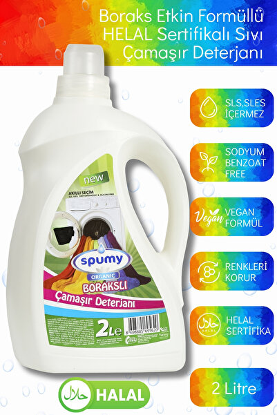 Spumy Boraks Etkin Formüllü Helal Sertifikalı Sıvı Çamaşır Deterjanı - 2 Lt