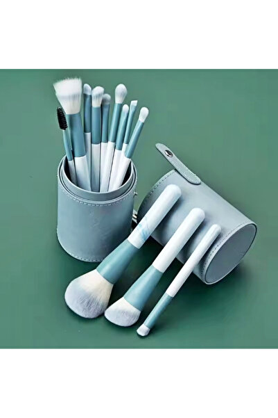 newnet مجموعة من 12 فرشاة مكياج مستحضرات التجميل باللون الأزرق - فرشاة فاخرة وناعمة للغاية مع صندوق تخزين