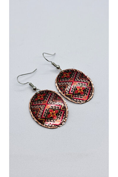 Miray hediyelik أقراط نحاسية بيضاوية بنمط عرقي - صناعة يدوية