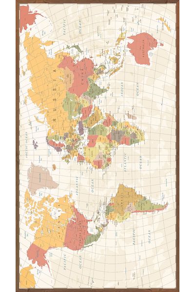 Pi Papers Colorful World Map - Children's and Game Room Wall Sticker, Smart Paper Map, Educational and Tutorial