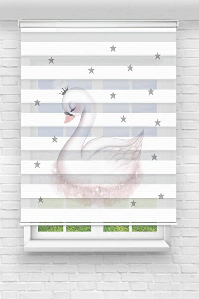 Perdecizade Sevimli Kuğu Çoçuk Odası Zebra Perde