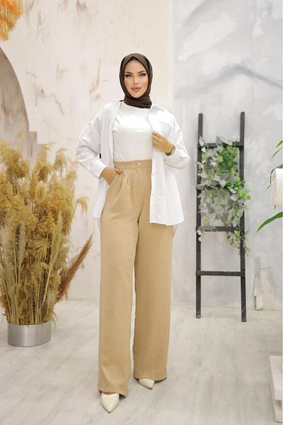 Moda İkra Women's - Elastic Waist Fabric Trousers