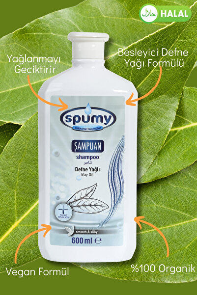 Spumy Besleyici Defne Yağı İçerikli 3'lü %100 Organik Şampuan - 600 ml x 3