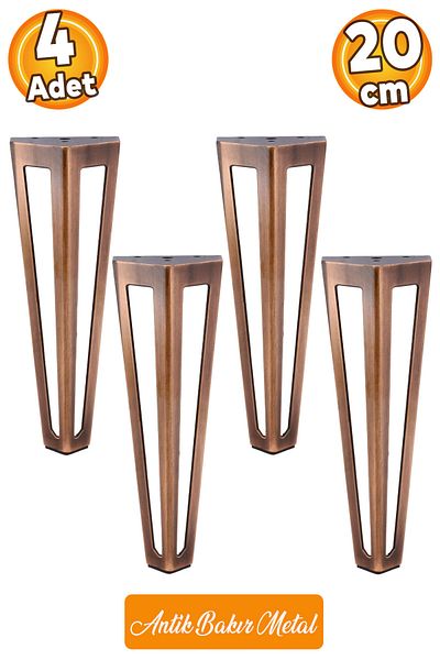 Badem10 Ovit Metal Antic Cupru 20cm Mobilier Fotoliu Canapea Consolă Unitate TV Riser Picior Picioare 4Buc