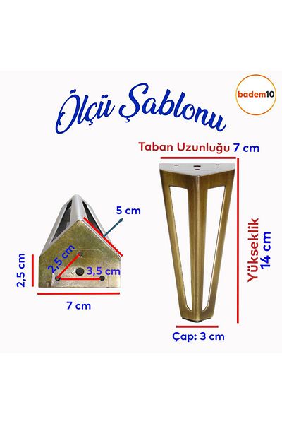 Badem10 Ovit Metal Antique Galben 14cm Mobilier Fotoliu Canapea Consolă Tv Unități Riser Picior Picioare 4 buc