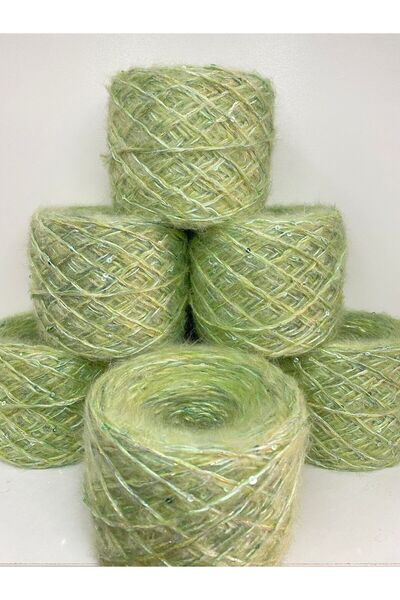 göçer Plasă acrilică Moher cu paiete verde mentă - 700 Gr