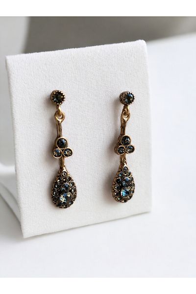 FAYRA ACCESSORIES حجر كريستال أنثراسايت - تصميم أقراط متدلية