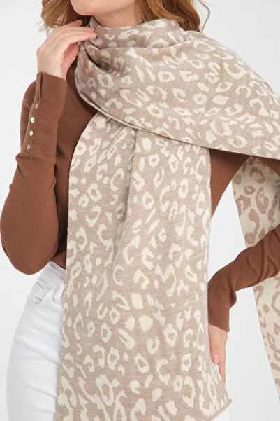 VEGA MODA Γυναικείο μαντήλι πλεκτό με λεοπάρ στάμπα - Πλεκτό κασκόλ με απαλή υφή
