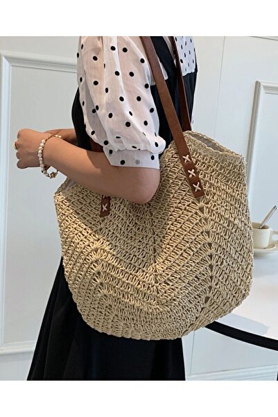 Knittingworld Hasır çanta kağıt ip çanta plaj çantası lale çanta file çanta