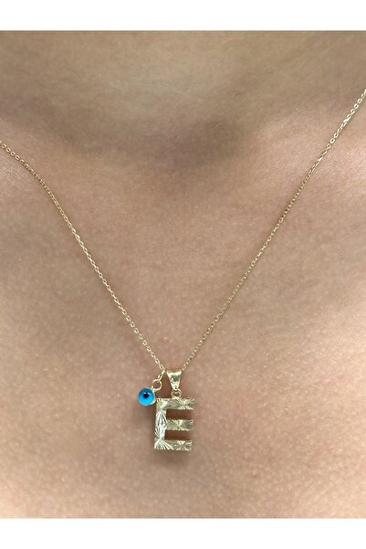 Hakan Güler Kuyumculuk 14 Ayar Altın Nazar Boncuklu E Harfli Zincir