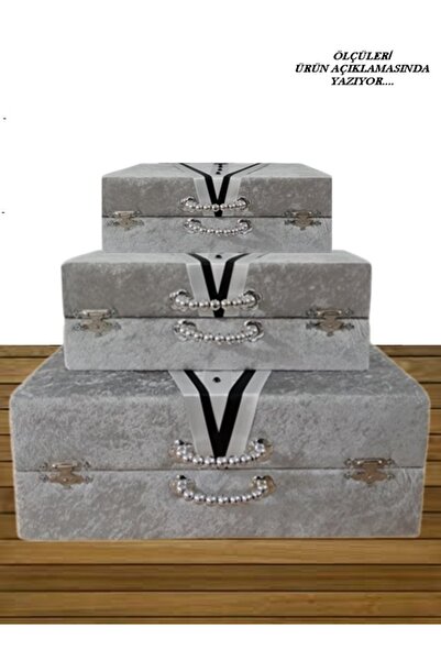 Sonem Çeyiz Çeyiz Sandık Gelin Damat Çanta Bohça Kutusu 3lü 0556