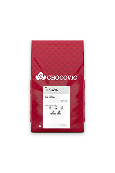 CHOCOVİC %34 Beyaz Pul Çikolata 10 Kg
