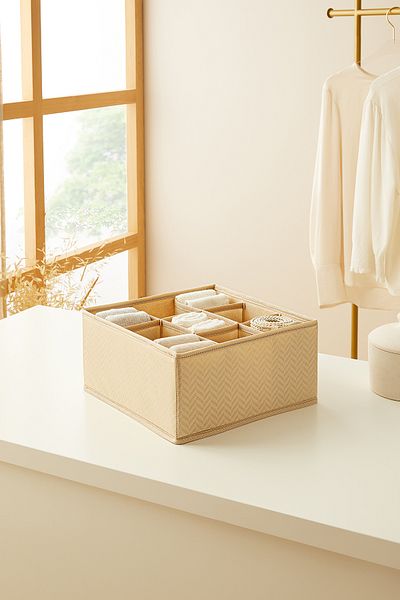 Ocean Home Textile Οργάνωση πλυντηρίου ρούχων με 9 διαμερίσματα κυψελωτό μπεζ συρτάρι Πτυσσόμενο κουτί αποθήκευσης