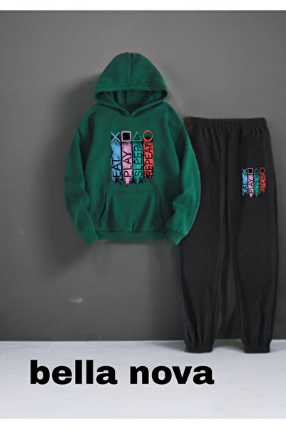 bellanova - بدلة رياضية بغطاء للرأس ومطبوعة بثلاثة خيوط