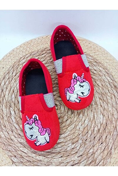 AkınalBella Akınal Belle Girl's Non-Slip Sole Red Home Shoes