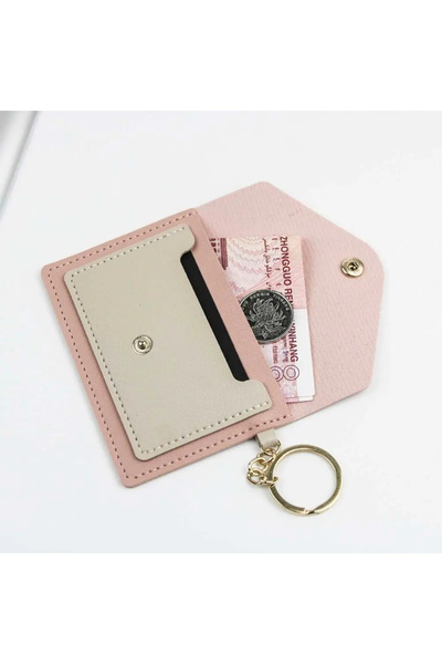 Defnella Red Two Compartment Credit Card Holder Wallet with Keychain