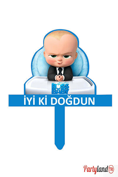 PartylandTR Patron Bebek Boss Baby Temalı Karton Pasta Süsü
