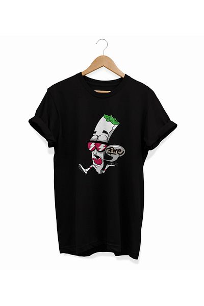 remonz Μπλουζάκι με στάμπα Fire Oversize Crew Neck 100% Cotton Plus Size T-shirt